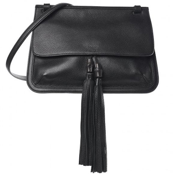 Gucci Handbags - GUCCI Pebbled Calfskin Medium Bamboo Daily Flap